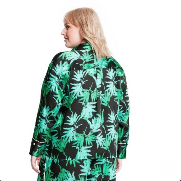 Fe Noel Target Feathered Palm Print Long Sleeve Button - Picture 2 of 6